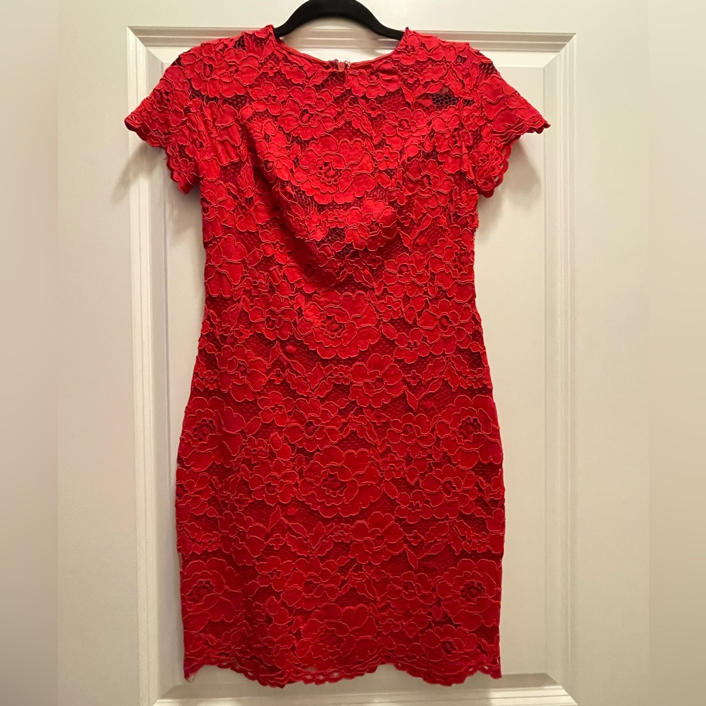 Red Lace Floral Dress